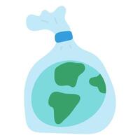 Globe in a plastic bag. Flat design. Illustration on white background. vector