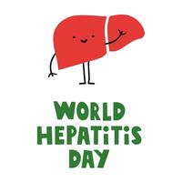 Cute liver character. World hepatitis day. Flat design. illustration on white background. vector