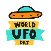 Colorful ribbons. World UFO day. Spaceship. Flat design. Illustration on white background. vector