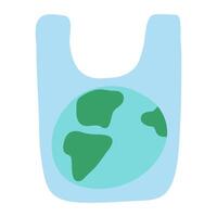 Globe in a plastic bag. Graphic design. Isolated icon on white background. vector