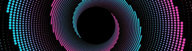 Blue pink techno background on dark space with dotted lines effect decoration. Modern graphic design element with glowing dots circles style concept for web banner, art, flyer, card, or brochure cover vector