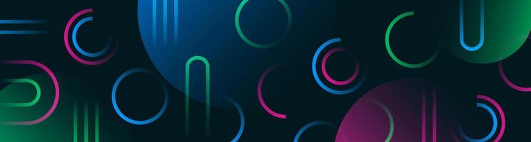 Geometric abstract background overlap layer on dark space with colorful circles effect decoration. Modern graphic design element lines style concept for web banner, art, flyer, card, or brochure cover vector
