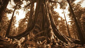 Looking Up at Giant Tree in Forest Sepia Tone View Nature Scene video