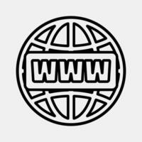 Icon domain name. Internet network elements. Icon in line style. vector