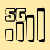 Icon 5g. Internet network elements. Icon in hand drawn style. vector