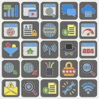 Icon set of internet. Internet network elements. Icon in embossed style. vector