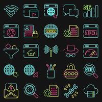 Icon set of internet. Internet network elements. Icon in neon style. vector