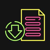Icon download. Internet network elements. Icon in neon style. vector