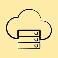 Icon cloud storage. Internet network elements. Icon in hand drawn style. vector