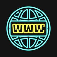 Icon domain name. Internet network elements. Icon in neon style. vector