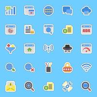 Cutting line sticker set of internet. Internet network elements. vector