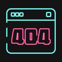 Icon error 404. Internet network elements. Icon in neon style. vector