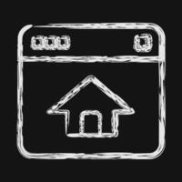 Icon homepage. Internet network elements. Icon in chalk style. vector