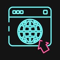 Icon browser. Internet network elements. Icon in neon style. vector