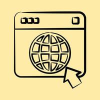 Icon browser. Internet network elements. Icon in hand drawn style. vector
