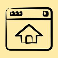 Icon homepage. Internet network elements. Icon in hand drawn style. vector
