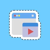 Cutting line sticker ads. Internet network elements. vector
