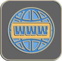 Icon domain name. Internet network elements. Icon in embossed style. vector
