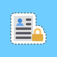 Cutting line sticker data protection. Internet network elements. vector