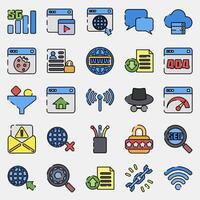 Icon set of internet. Internet network elements. Icon in filled line style. vector