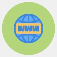 Icon domain name. Internet network elements. Icon in color mate style. vector