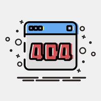 Icon error 404. Internet network elements. Icon in comic style. vector