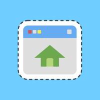 Cutting line sticker homepage. Internet network elements. vector