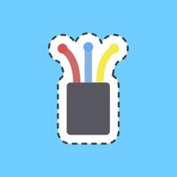 Cutting line sticker optical fiber. Internet network elements. vector