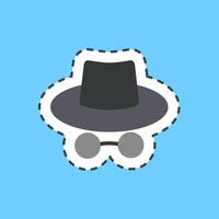 Cutting line sticker incognito mode. Internet network elements. vector