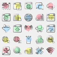 Icon set of internet. Internet network elements. Icon in color spot style. vector