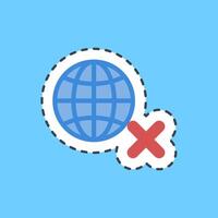 Cutting line sticker no internet. Internet network elements. vector