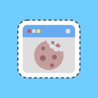Cutting line sticker cookies. Internet network elements. vector