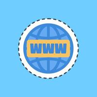 Cutting line sticker domain name. Internet network elements. vector