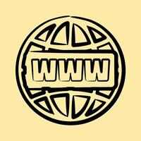 Icon domain name. Internet network elements. Icon in hand drawn style. vector