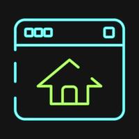 Icon homepage. Internet network elements. Icon in neon style. vector