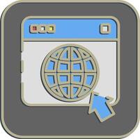 Icon browser. Internet network elements. Icon in embossed style. vector