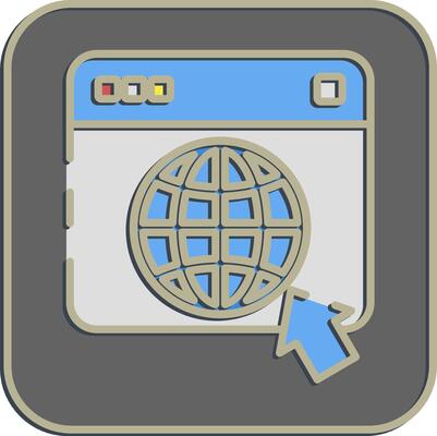 Icon browser. Internet network elements. Icon in embossed style.