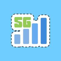 Cutting line sticker 5g. Internet network elements. vector