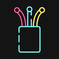 Icon optical fiber. Internet network elements. Icon in neon style. vector