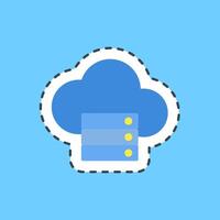 Cutting line sticker cloud storage. Internet network elements. vector