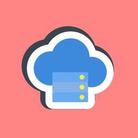 Sticker cloud storage. Internet network elements. vector