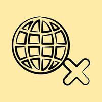 Icon no internet. Internet network elements. Icon in hand drawn style. vector