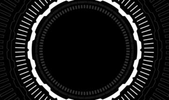 Abstract circle radar tech on black background. Futuristic Tech circular Line with Center Focus. vector