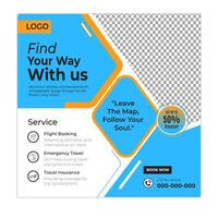 Family trip social media posts and web banner square design template vector