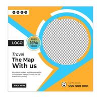 Vacation and getaway social media posts and web banner square design template vector