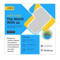 Island tour social media posts and web banner square design template vector