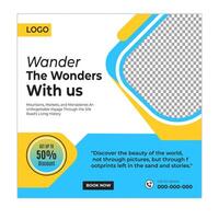 Global tour social media posts and web banner square design template vector