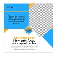 Festival tour social media posts and web banner square design template vector