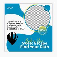 Solo travel social media posts and web banner square design template vector