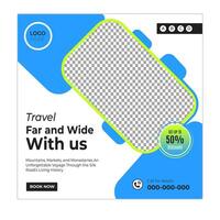 Luxury and leisure travel social media posts and web banner square design template vector